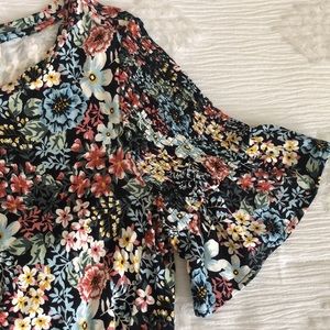 Loft women’s floral dress peplum sleeve